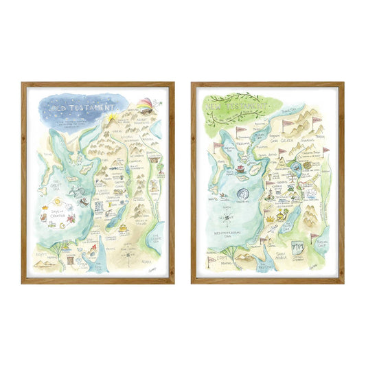 Bible Watercolor Story Map Art Prints Set