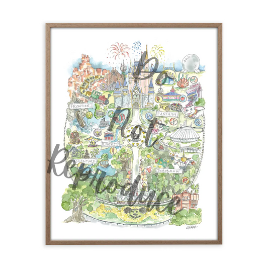 Magical Theme Park Kingdom Map Art Print