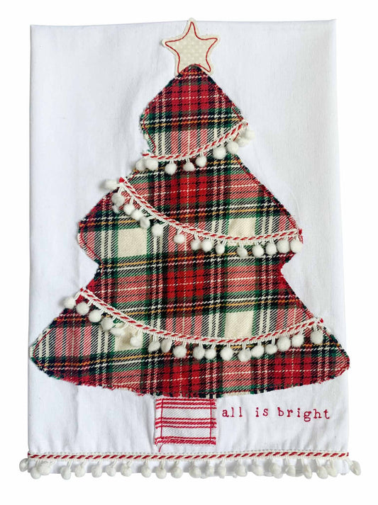 All is Bright Christmas Tree Tea Towel